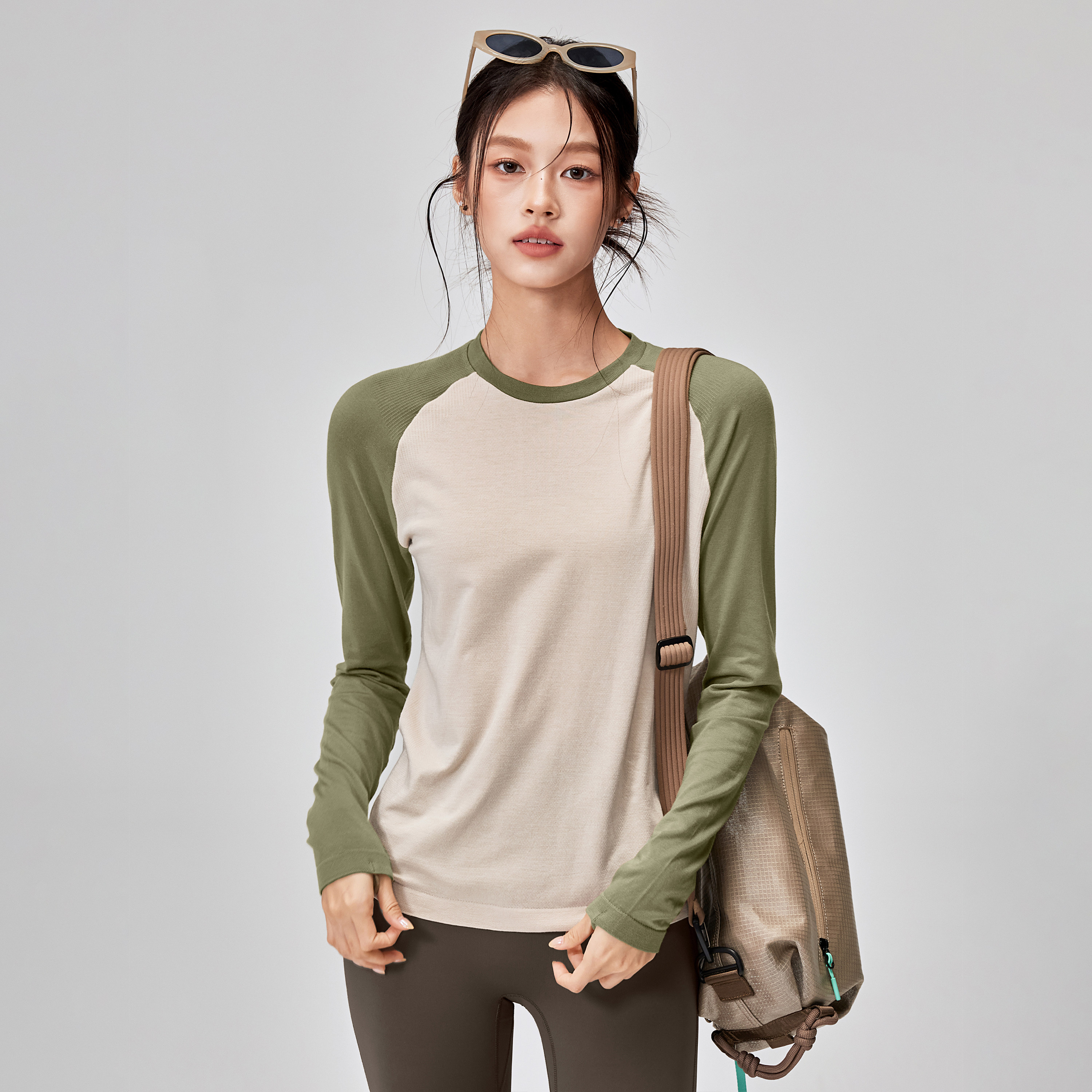 瑜伽服运动长袖女美利奴羊毛速干透气普拉提训练跑步健身上衣秋冬