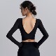 新款 美背瑜伽长袖 带胸垫显瘦健身上衣外穿专业普拉提训练服透气秋