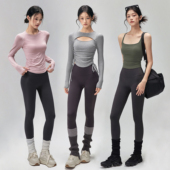 高腰裸感瑜伽裤 外穿跑步训练无尴尬线普拉提秋新 女蜜桃臀健身长裤