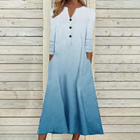 2023 Autumn new Loose long dress for women, printed open-top long-sleeved dress thumbnail 3