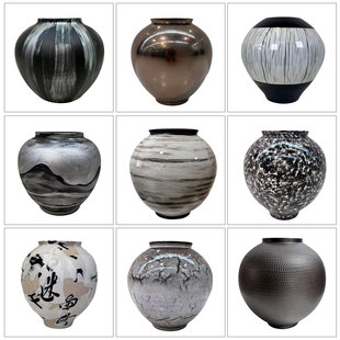 宋代美学仿古陶罐花器小口大肚落地花瓶别墅客厅玄关电视柜旁摆件