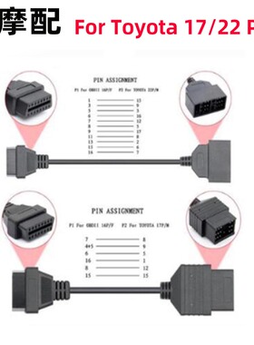 Toyota 22 Pin Toyota 17 Pin to OBD2 16 Pin连接线适用于丰田