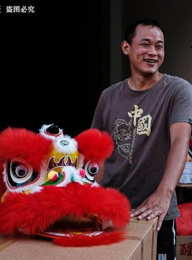 舞狮儿童6寸9寸国潮风舞狮子玩具舞狮头幼儿表演道具舞狮子头摆件