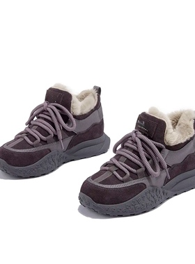 兔毛真皮厚绒保暖高帮阿甘雪地靴2025冬季新款增高5cm防滑女棉鞋