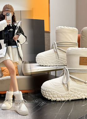 雪地靴女2025冬季超火加厚保暖鞋子套筒防滑大东北靴子防水棉靴