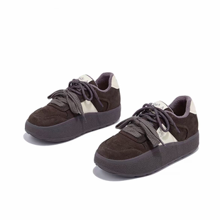 百搭阿甘鞋 2025秋冬新款 4cm真皮加绒保暖厚底休闲女鞋 增高正品