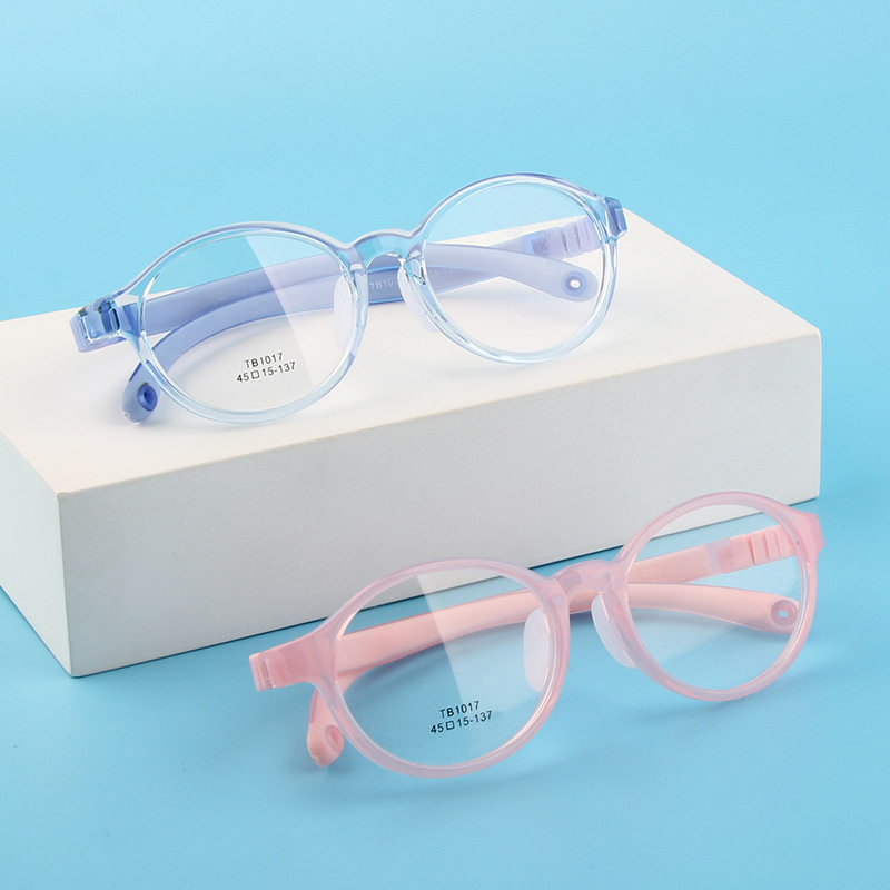 时尚男女儿童镜架圆框硅胶磨砂3-7岁糖果色超轻配近视眼镜tb1017