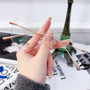 新款 纯钛无框眼镜男女韩潮无边镜框钛架超轻近视镜架T2205