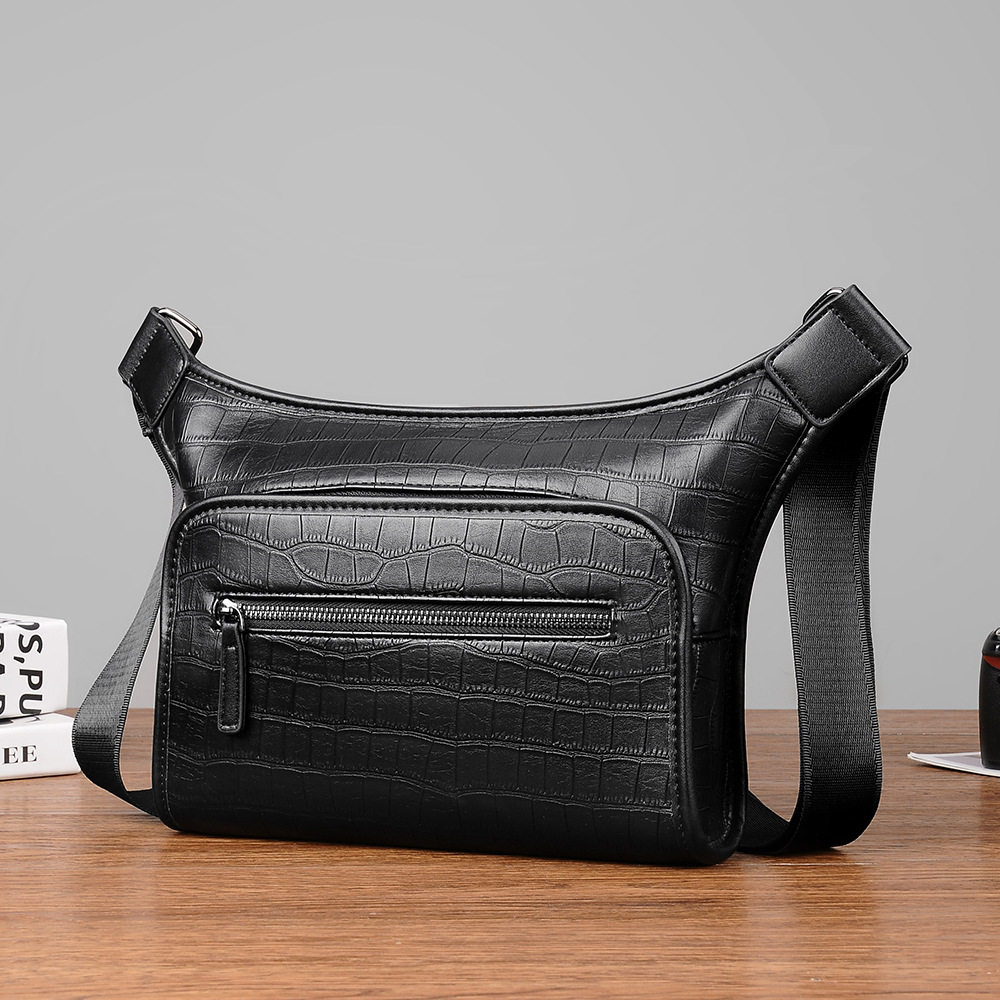 男士黑色多功能大容量单肩斜挎包鳄鱼休闲高品质百搭简约经典肩包