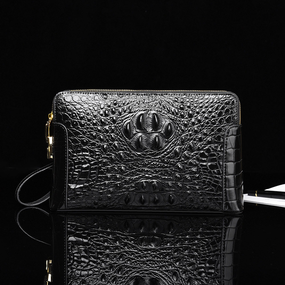 新款男高档鳄鱼纹手拿包密码锁商务手抓包大容量时尚多隔层小手包