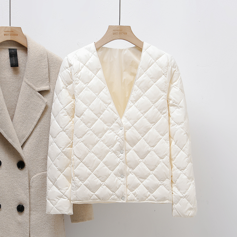 简约短款V领轻薄款薄款内胆