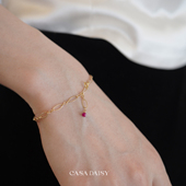 「未眠夜」原创复古镂空花纹宝石手链女轻奢小众设计14k包金手饰