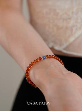 「枫糖栗子」原创天然特级芬达石榴石手串女小众叠戴14k包金手链