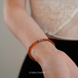 「枫糖栗子」原创天然特级芬达石榴石手串女小众叠戴14k包金手链