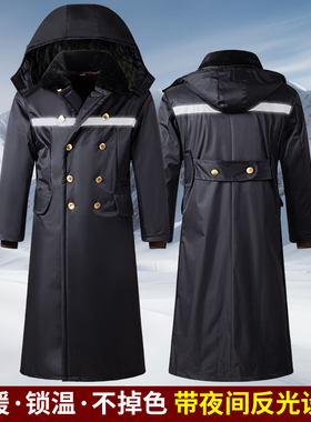 冬季加绒棉大衣加绒加厚长款大棉袄冷库棉衣防水防风大棉衣冬天穿