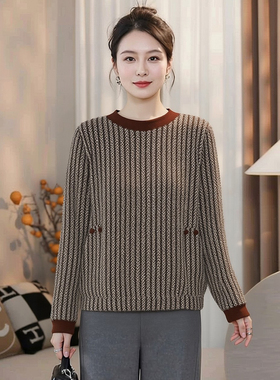 妈妈洋气中年休闲上衣秋冬大码胖mm品牌卫衣女加绒加厚保暖上衣