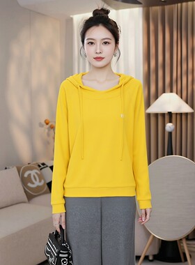 双面德绒连帽卫衣女秋冬大码胖mm加厚宽松显瘦休闲减龄加绒打底衫