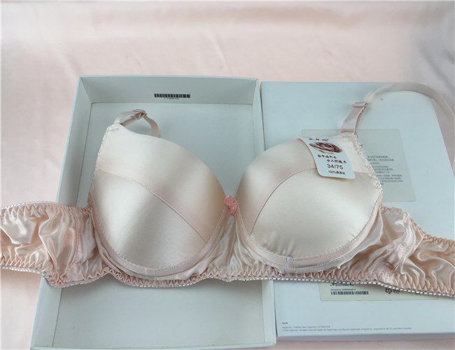 女士真丝文胸100%桑蚕丝双面内衣正品春夏绸缎面性感舒适护