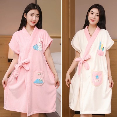 大人浴袍式浴巾女可穿裹洗澡游泳