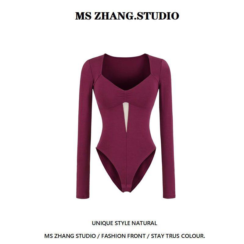 美式设计感方领镂空长袖连体衣女收腰显瘦辣妹内搭通勤风t恤上衣,女装/女士精品,连体衣/裤,淘宝优惠券,粉丝福利购,淘宝优惠卷