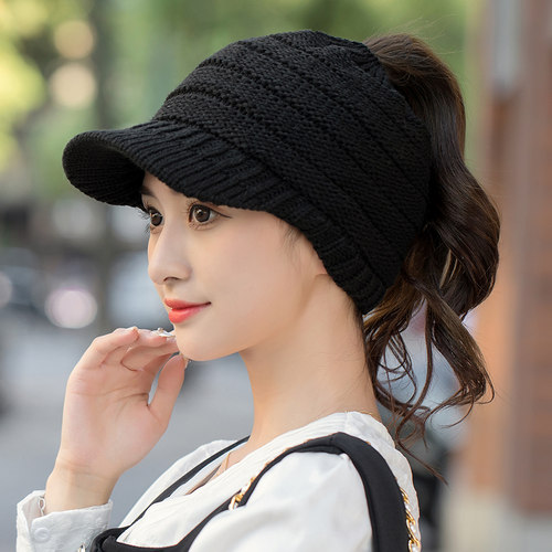 休闲毛线帽鸭舌帽女士韩版冬季