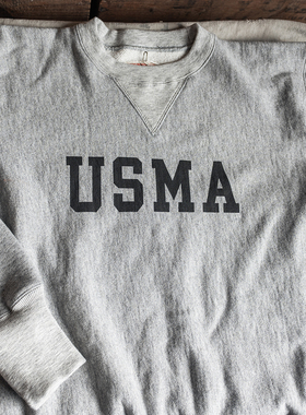 恶犬BRONSON横纹编织圆领套头卫衣Reverse Weave麻灰色USMA运动衫