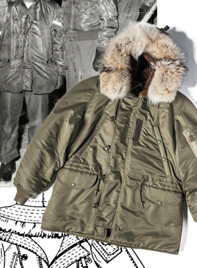 恶犬BRONSON初期N-3 PARKA寒带派克大衣厚重羊毛内胆飞行外套N3B