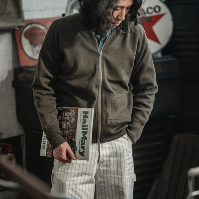 恶犬bronson拉链羊毛开衫毛线衣