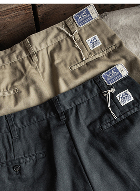 NON STOCK混纺涤棉中高腰直筒工装休闲裤874阔腿不易发皱卡其长裤