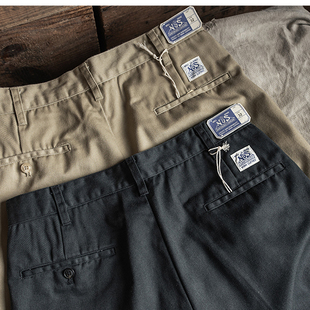 874阔腿不易发皱卡其长裤 休闲裤 STOCK混纺涤棉中高腰直筒工装 NON