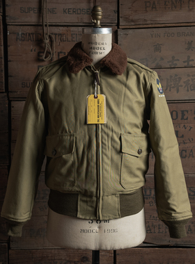 恶犬Bronson复刻二战B-10飞行夹克 加厚植绒羊毛棉服外套咔叽B15