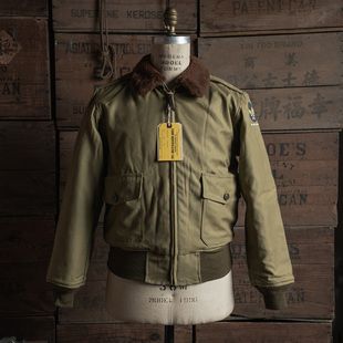 恶犬Bronson复刻二战B-10飞行夹克 加厚植绒羊毛棉服外套咔叽B15