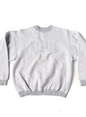 VINTAGE 古着美产华夫格套头运动衫 二手卫衣灰色