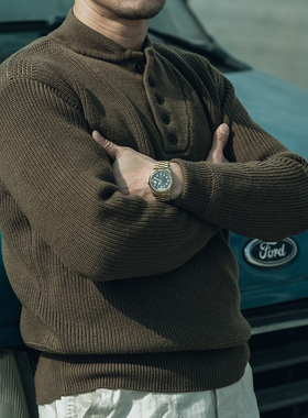 恶犬BRONSON HI NECK加厚重磅针织高领羊毛衫 男士套头军事毛线衣