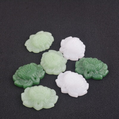 仿玉双孔单孔白玉莲花玉片