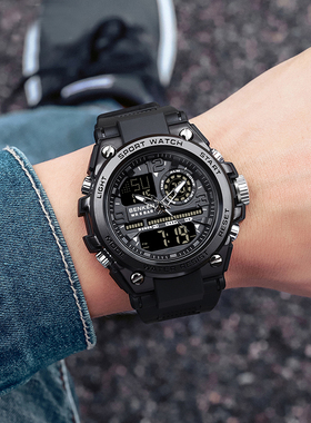 benken时尚运动多功能初高中生计时夜光黑武士男士电子表6024