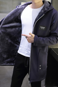 秋冬棉衣外套男士大码宽松加绒加厚中长款贴布风衣男 F991图片