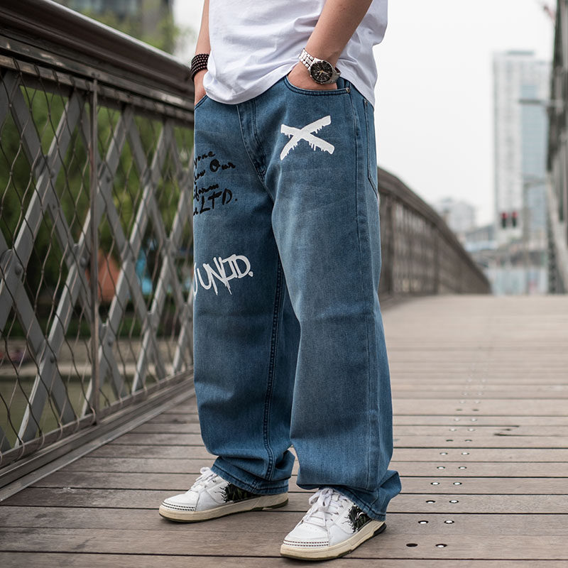 The fat Add fertilizer XL cowboy trousers Graffiti printing Skateboard pants Hip hop Easy Jeansin the Men's clothing, Jeans  category - from Buy2taobao.com to provide professional Taobao agent buy service