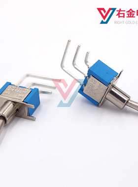 摇臂侧弯蓝色TS8-102C4钮子开关 3脚2档 MTS-102C4侧弯脚三脚二档