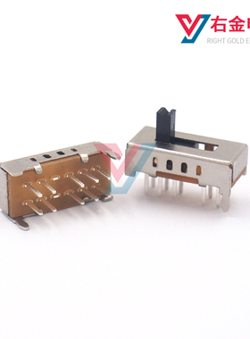 SS-24D02（2P4T) 4档拨动开关 2只固定脚 10只脚立式滑动切换开关