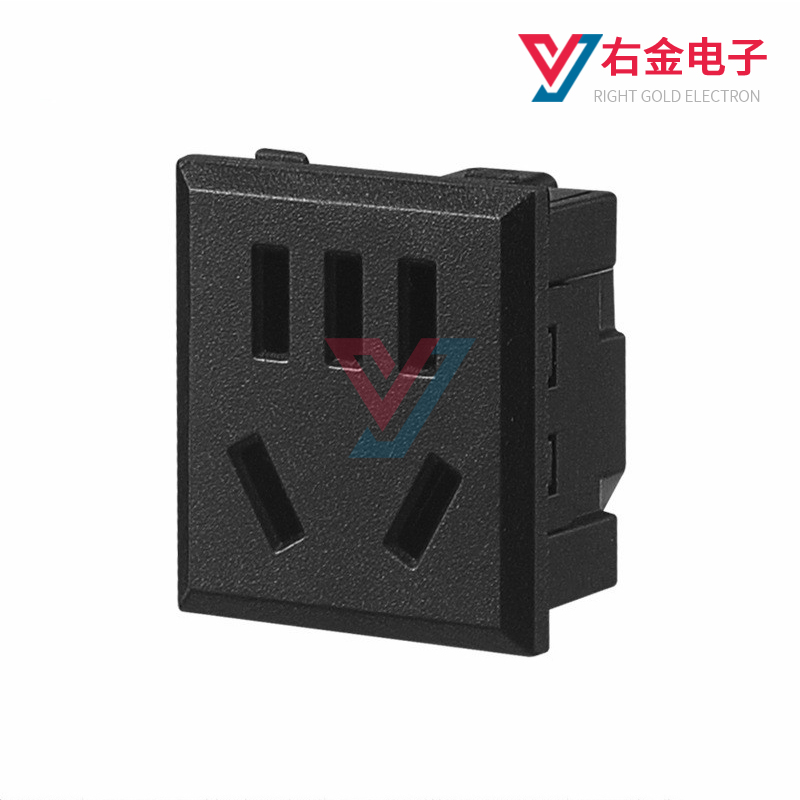 二三孔10A焊线5孔卡式嵌入式保护门新国标五孔插座品字AC电源插座