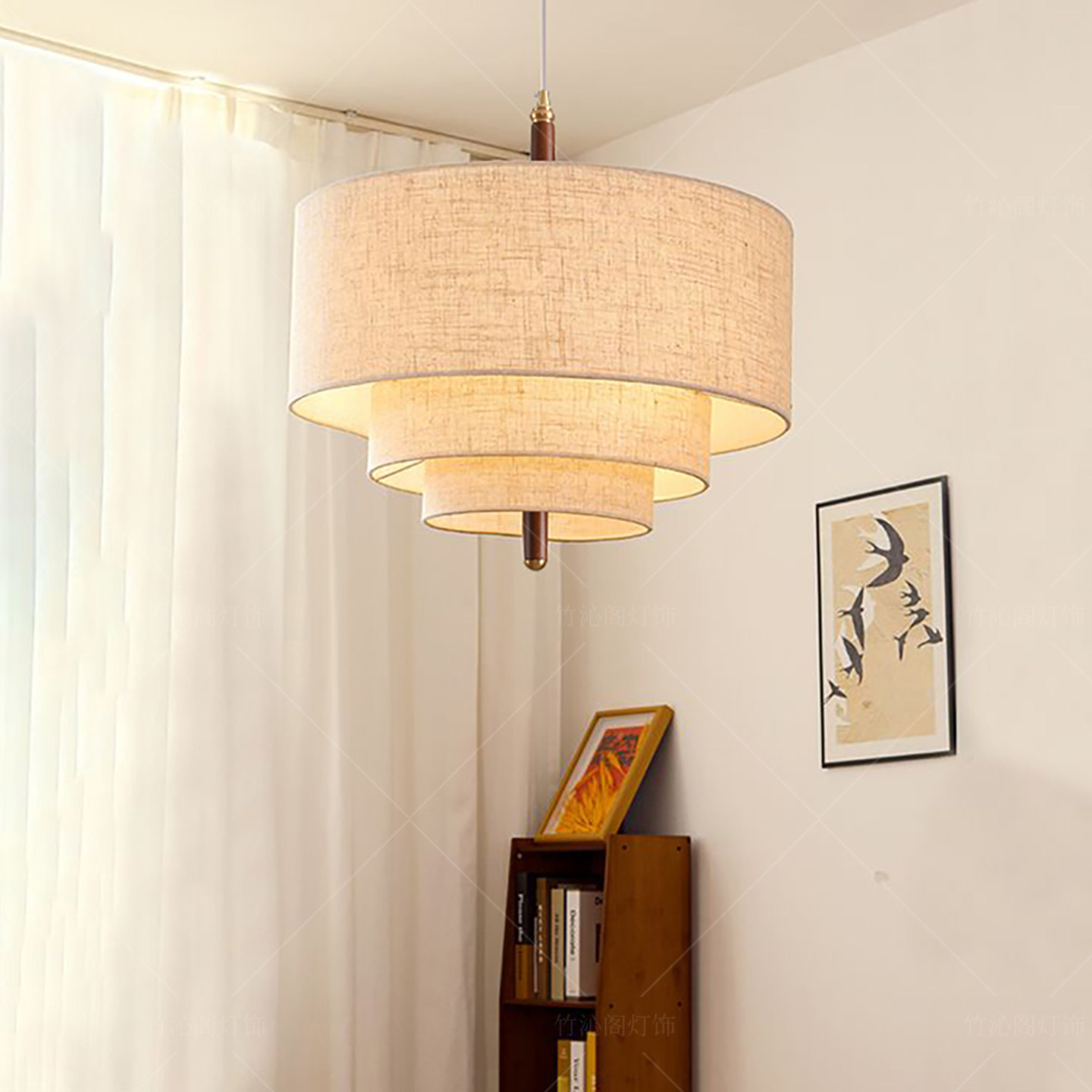法式中古客厅主灯复古风卧室餐厅灯设计师创意日式侘寂风布艺吊灯,家装灯饰光源,餐厅吊灯,淘宝优惠券,粉丝福利购,淘宝优惠卷