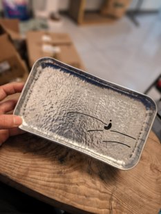 手工锤纹长方形茶盘壶承建水茶船铝饭盒改装diy功夫茶具龙鳞储水