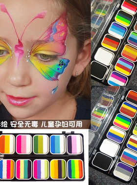 人体彩绘颜料脸部儿童无毒画脸上套装白色镂空模板练习版工具海绵