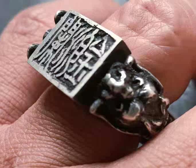 洛阳非遗【许家传统银饰】定制古法剔雕双龙银戒指99银男款预付款