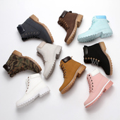 秋冬加绒高帮马丁靴女46大码 学生短靴男情侣英伦大黄靴保暖棉鞋 潮