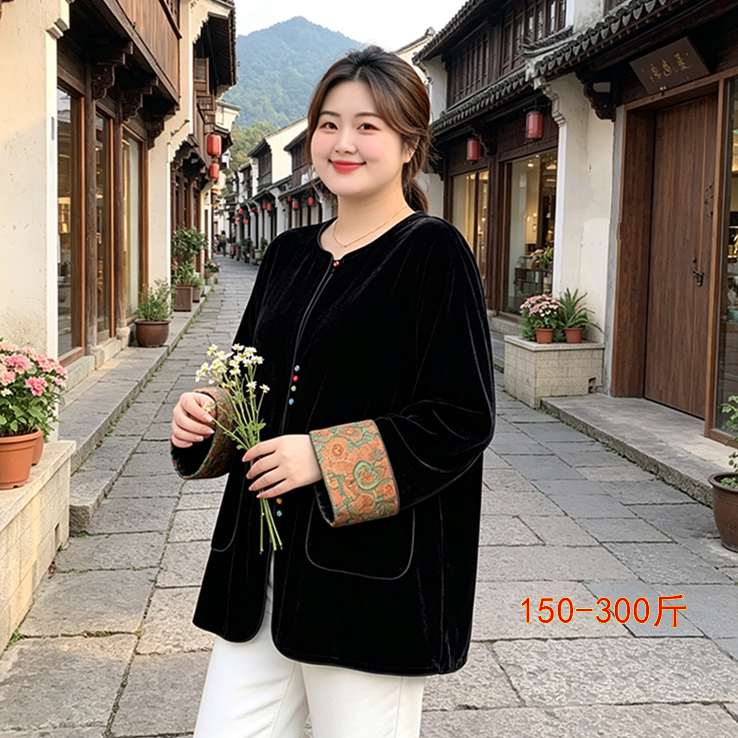 特大码春秋新中式胖mm显瘦外套女