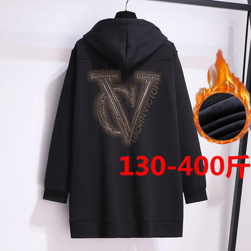 特大码加绒秋冬中长款外套女韩版