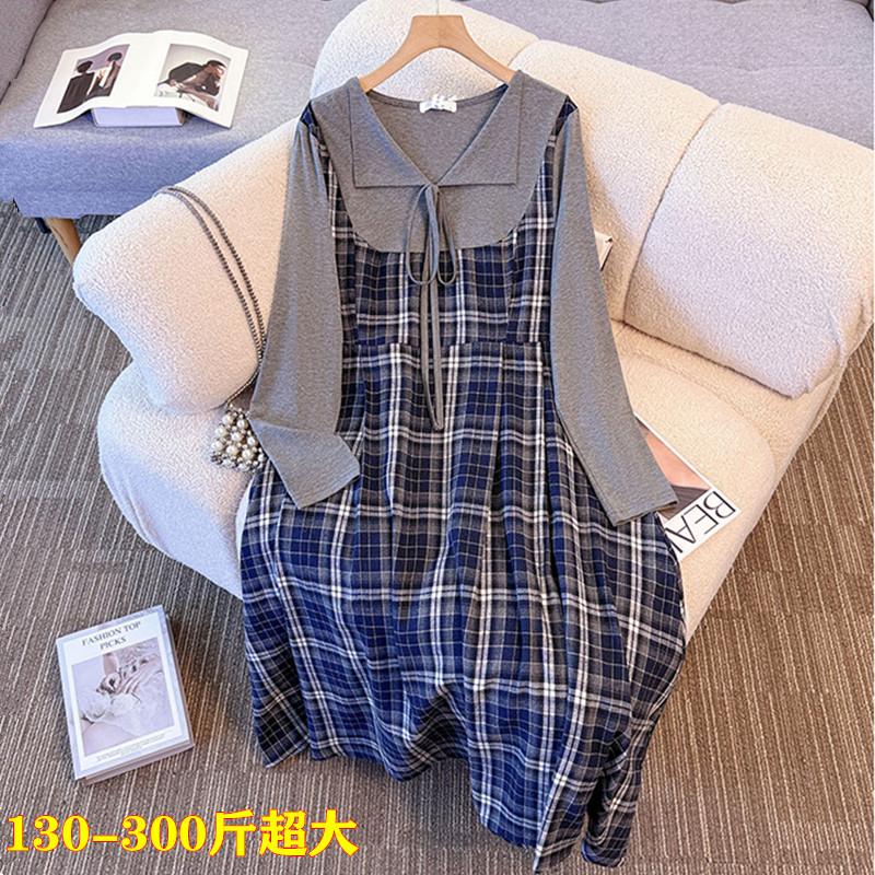 春秋特大码长袖连衣裙女韩版显瘦