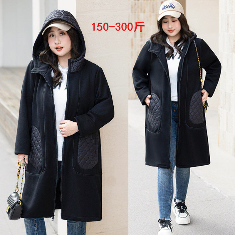 特大码秋冬加绒保暖外套棉服女